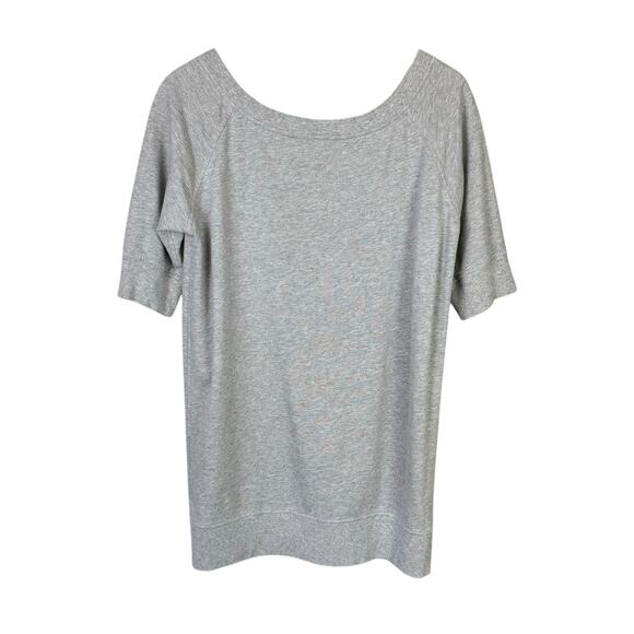 Norma Kamali Gray Pullover V-neck Kangaroo Pocket Sweatshirt Tunic Mini Dress - Picture 9 of 12
